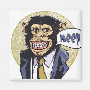 Funny Chimpanzee going Meep by Mudge Studios Magnet