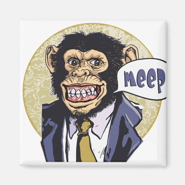 Funny Chimpanzee going Meep by Mudge Studios Magnet (Front)