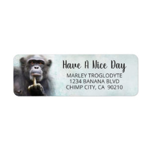 Funny Chimpanzee Middle Finger Return Address Label