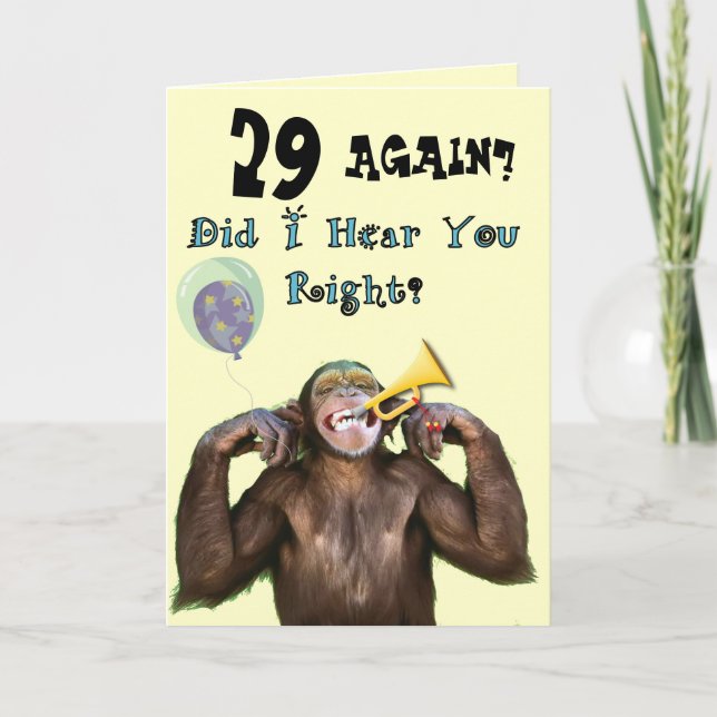 Funny Chimpanzee Over the Hill Birthday Card (Front)