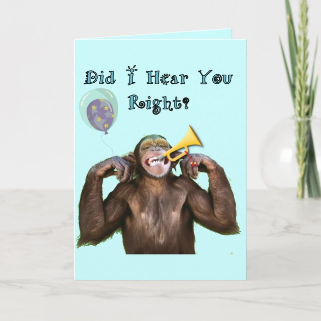 Funny Chimpanzee Over the Hill Birthday Card (Front)