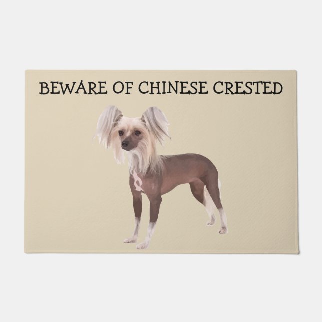 Funny Chinese Crested Dog Breed House Doormat (Front)