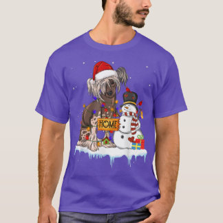 Funny Chinese Crested Dog Christmas Snowman Xmas L T-Shirt