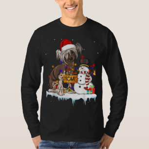 Funny Chinese Crested Dog Christmas Snowman Xmas L T-Shirt