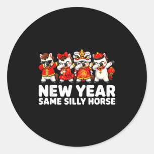 Funny Chinese Lunar New Year Same Silly Horse Dabb Classic Round Sticker