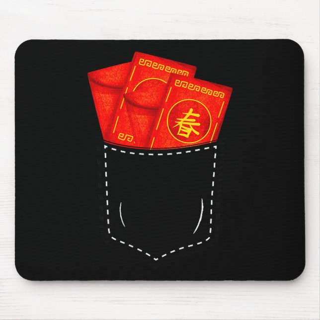 Funny Chinese New Year Fake Cket Red Envelopes Luc Mouse Pad (Front)