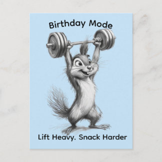 Funny Chipmunk Postcard - Birthday Mode Gym Art