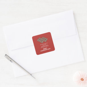 Funny Chocolate Bar Valentine's Day Message Card Square Sticker
