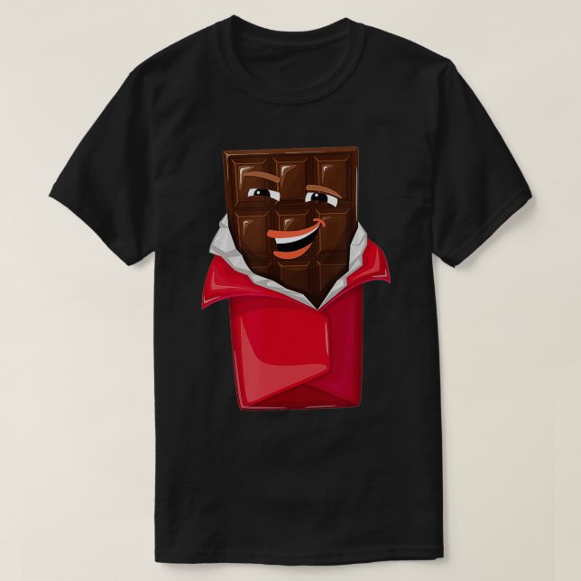 Funny Chocolate Bar With A Smiling Face Chocolate  T-Shirt (Design Front)