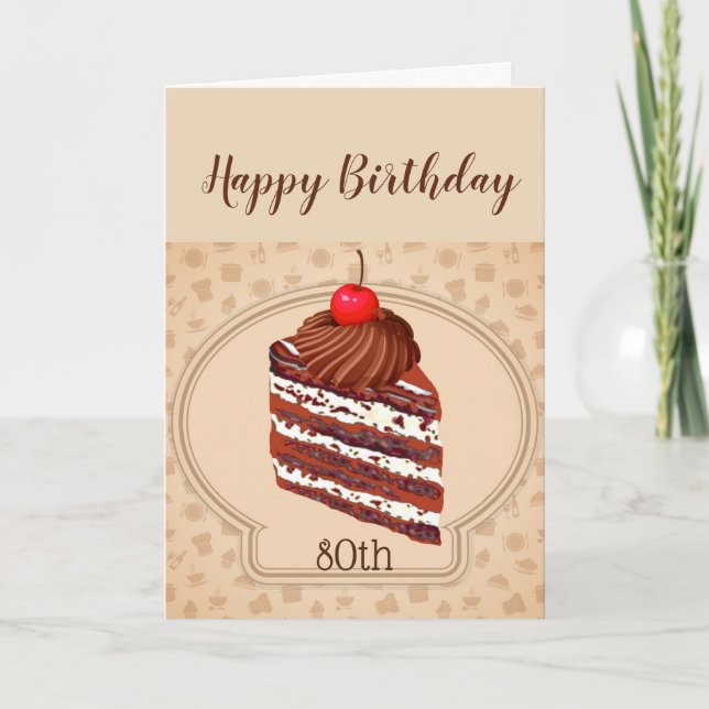 Funny Chocolate Cake 80th Birthday Card (Front)