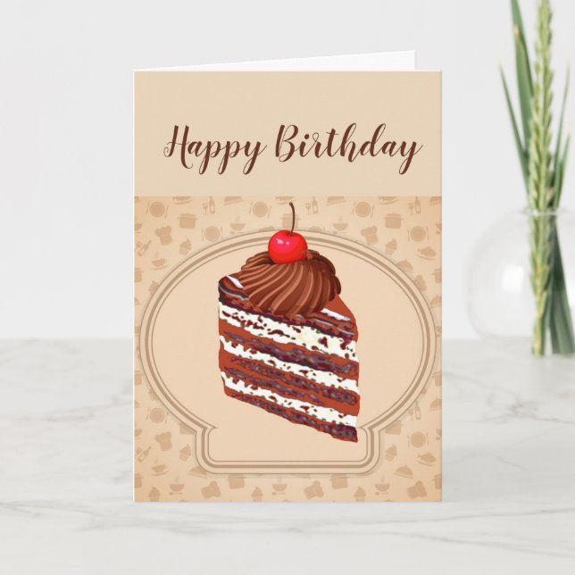 Funny Chocolate Cake  Birthday Card (Front)