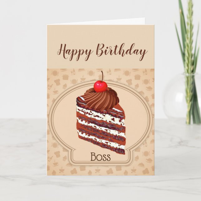 Funny Chocolate Cake Boss Birthday Card (Front)