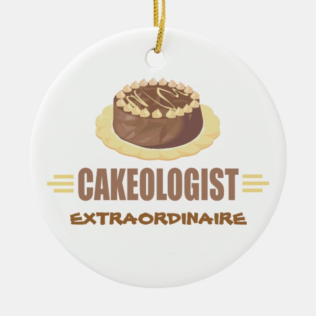 Funny Chocolate Cake Ceramic Tree Decoration (Front)