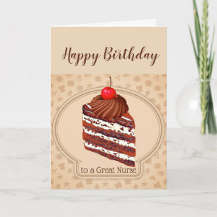 Funny Chocolate Cake Great Nurse Birthday Card