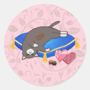 Funny Chocolate Cat Classic Round Sticker