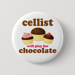 Funny Chocolate Cello Button