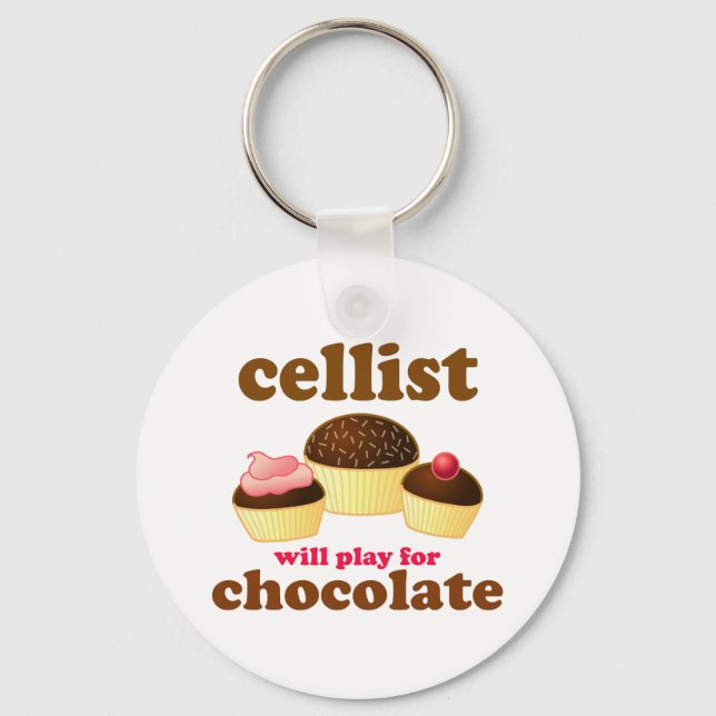 Funny Chocolate Cello Keychain (Front)