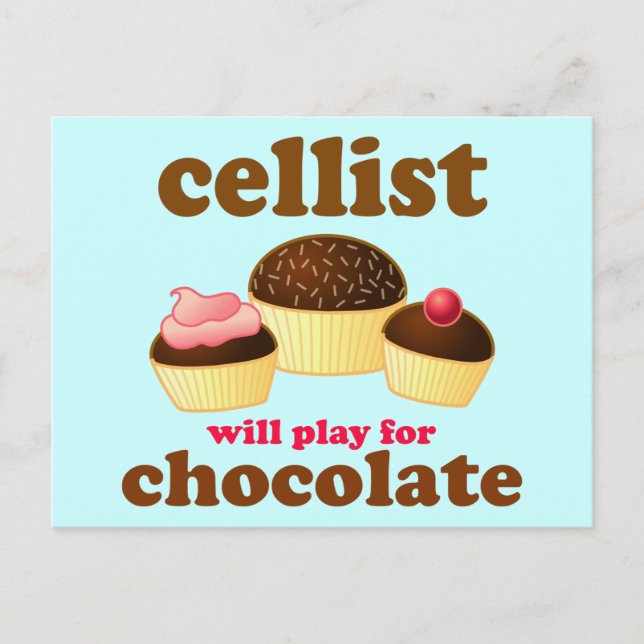 Funny Chocolate Cello Postcard (Front)