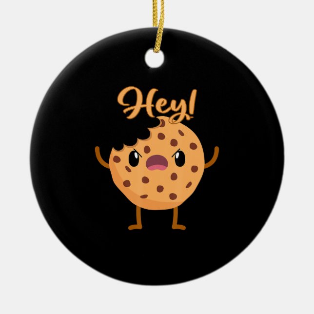 Funny Chocolate Chip Cookie A Bite Taken Out Ceramic Ornament (Front)