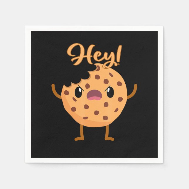 Funny Chocolate Chip Cookie A Bite Taken Out Napkin (Front)