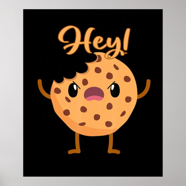 Funny Chocolate Chip Cookie A Bite Taken Out Poster (Front)
