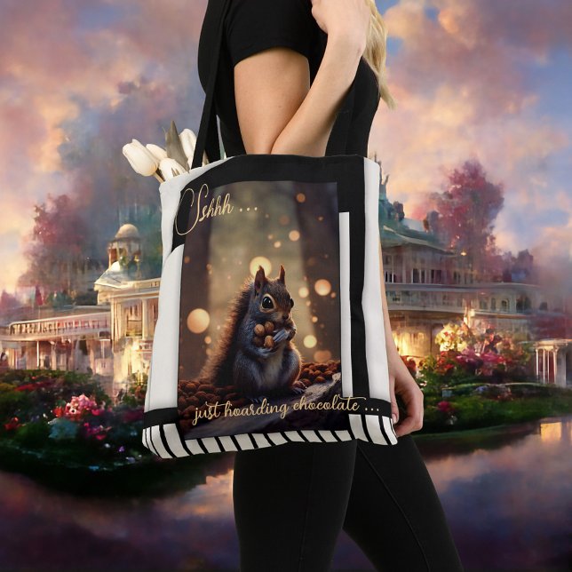 Funny Chocolate Chocoholic Squirrel Tote Bag (Creator Uploaded)