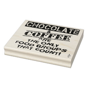 Funny Chocolate & Coffee Wood Art Stamp, 4 x 5 Rubber Stamp