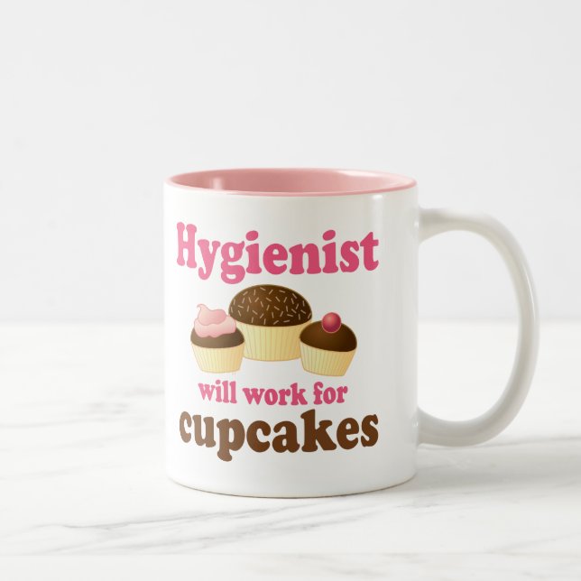 Funny Chocolate Cupcakes Dental Hygienist Two-Tone Coffee Mug (Right)