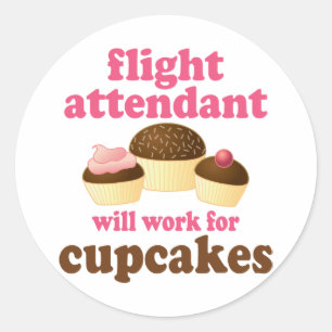 Funny Chocolate Cupcakes Flight Attendant Classic Round Sticker