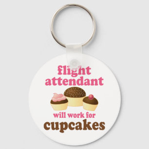 Funny Chocolate Cupcakes Flight Attendant Key Ring