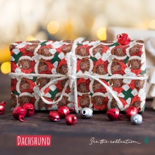 Funny Chocolate Dachshund Christmas Pattern Wrapping Paper