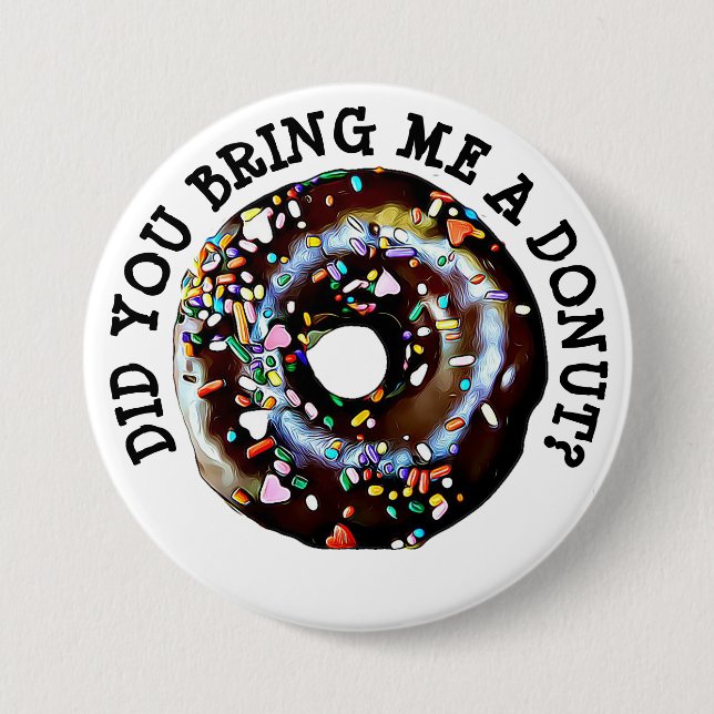 Funny Chocolate Doughnut Doughnut Button (Front)