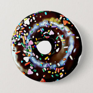Funny Chocolate Doughnut Doughnut Button