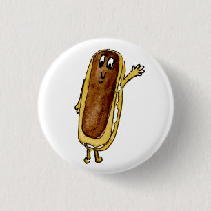 Funny Chocolate Eclair Quirky Cake Cartoon Art 3 Cm Round Badge