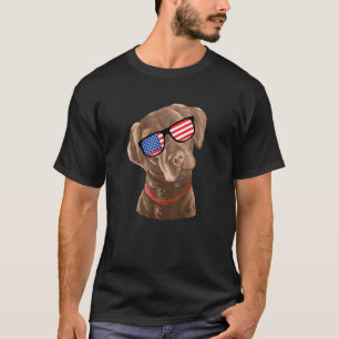 Funny Chocolate Labrador American Flag 4th Of July T-Shirt
