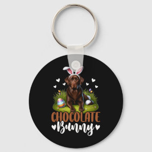 Funny Chocolate Labrador Bunny Easter Festive Key Ring