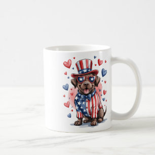 Funny Chocolate Labrador Dog 4th Of July Independe Coffee Mug
