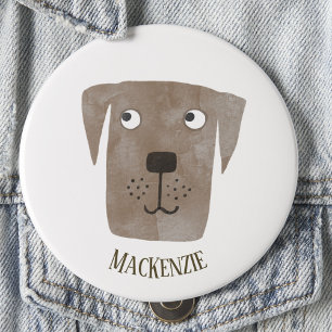 Funny Chocolate Labrador Retriever Dog Custom Name 3 Cm Round Badge