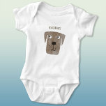 Funny Chocolate Labrador Retriever Dog Custom Name Baby Bodysuit<br><div class="desc">Cute little Chocolate Labrador Retriever dog art to make you smile.
Customise by changing or removing the name.</div>