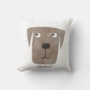 Funny Chocolate Labrador Retriever Dog Custom Name Cushion