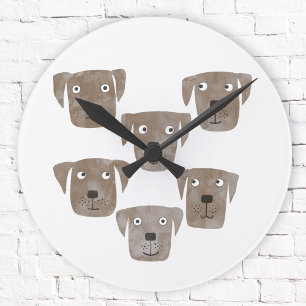 Funny Chocolate Labrador Retriever Dogs Round Clock
