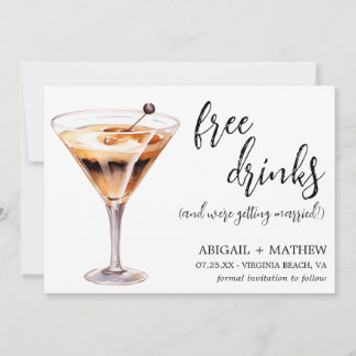 Funny Chocolate Martini Cocktail Photo Wedding Save The Date