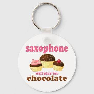 Funny Chocolate Saxophone Key Ring
