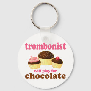 Funny Chocolate Trombonist Gift Key Ring