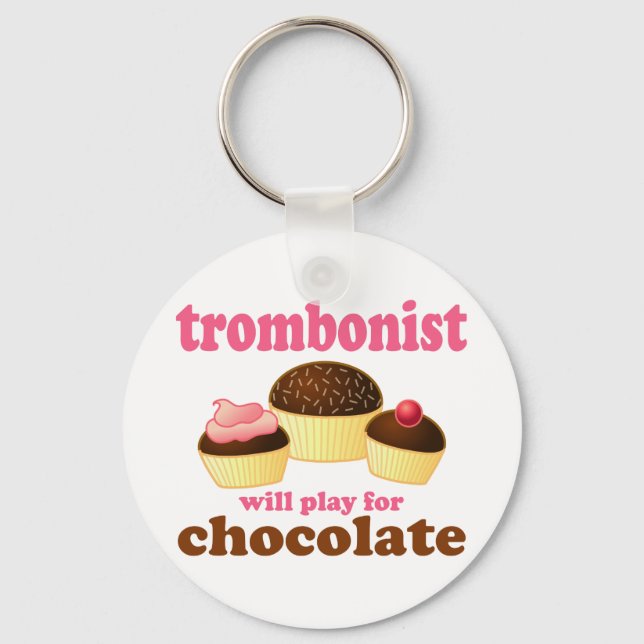 Funny Chocolate Trombonist Gift Key Ring (Front)