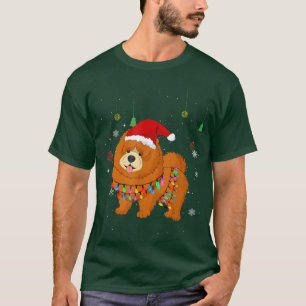 Funny Chow Chow Dog Santa Hat Christmas Lights Cut T-Shirt