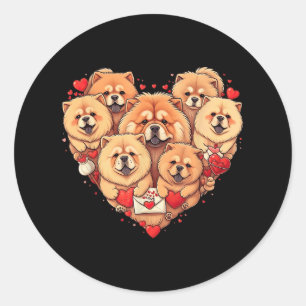Funny Chow Chow Heart Valentine Chow Chow Womens M Classic Round Sticker
