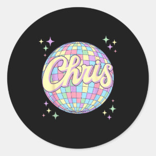 Funny chris name i love chris 80's90's groovy classic round sticker