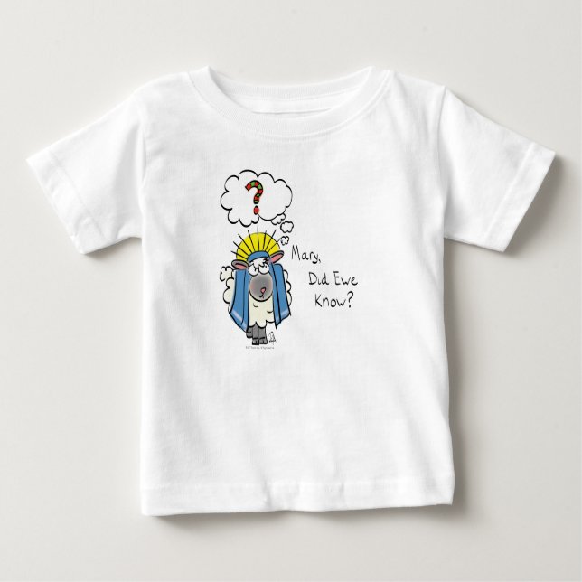 Funny Christian Christmas Cute Sheep Cartoon Baby T-Shirt (Front)