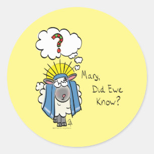 Funny Christian Christmas Cute Sheep Cartoon Classic Round Sticker